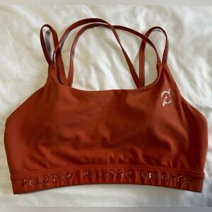 Peloton Rust Sports Bra with Sparkly Strappy Design
